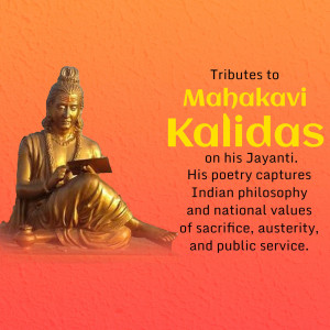 Statue of Kalidas with text honoring his Jayanti