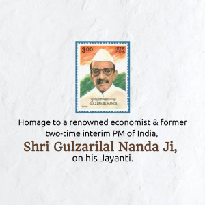Indian postage stamp featuring Gulzarilal Nanda