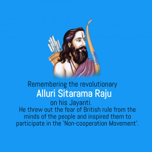 Portrait of Alluri Sitarama Raju with text commemorating his birth anniversary