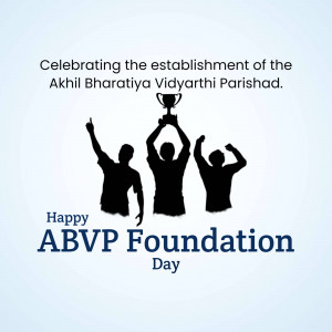 Silhouette of people celebrating ABVP Foundation Day with a trophy