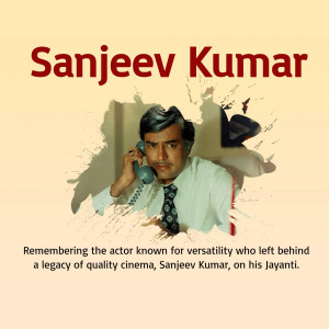 Portrait of Sanjeev Kumar with a vintage telephone