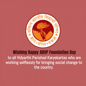 ABVP Foundation Day logo with text wishing Vidyarthi Parishad Karyakartas