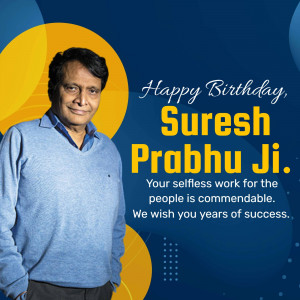 Portrait of Suresh Prabhu Ji with birthday greetings