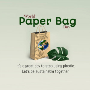 Image promoting World Paper Bag Day with a paper bag and Earth graphic.
