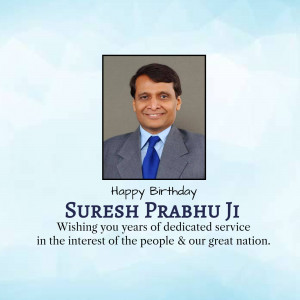 Portrait of Suresh Prabhu Ji with birthday greetings