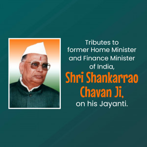 Portrait of Shri Shankarrao Chavan Ji with tribute text