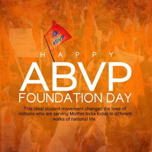 ABVP Foundation Day banner with flag and text