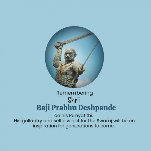Image of Baji Prabhu Deshpande statue with text commemorating his bravery.
