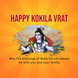 Image depicting Lord Shiva and Mata Parvati with text 'Happy Kokila Vrat'