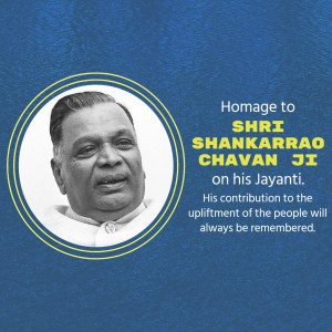 Portrait of Shri Shankarrao Chavan Ji with text commemorating his Jayanti