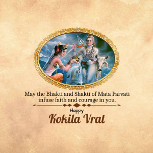 Image depicting Lord Shiva and Goddess Parvati with a bull, celebrating Kokila Vrat
