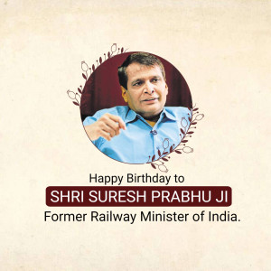 Portrait of Shri Suresh Prabhu with birthday greetings