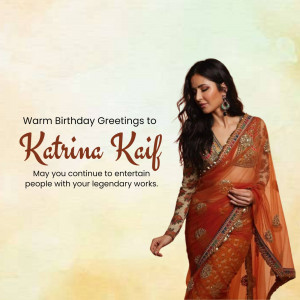 Katrina Kaif in a saree with birthday wishes