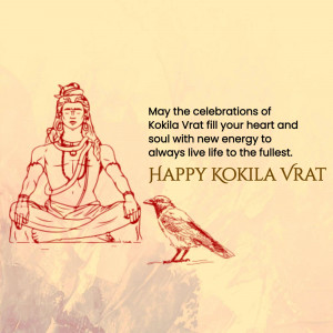 Image depicting Lord Shiva and a Kokila bird with a Kokila Vrat greeting.