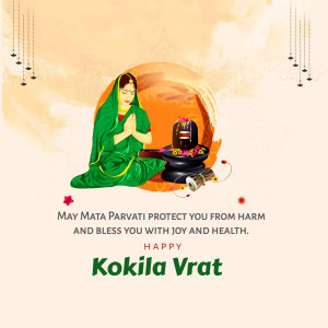Image depicting Goddess Parvati and Lord Shiva with a Kokila Vrat message.