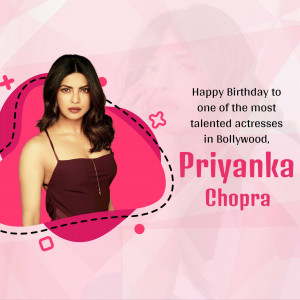 Priyanka Chopra birthday graphic with pink background