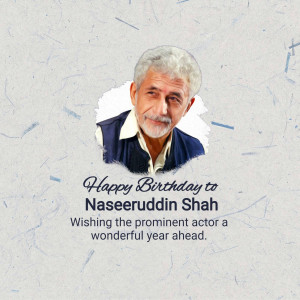 Portrait of Naseeruddin Shah with birthday wishes
