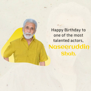 Portrait of Naseeruddin Shah with birthday wishes