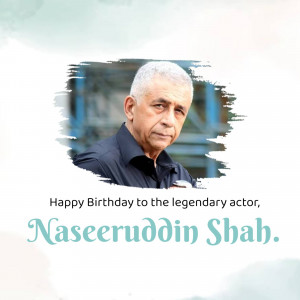 Portrait of Naseeruddin Shah with birthday greeting