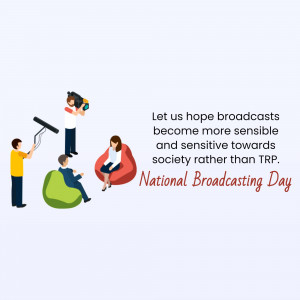Illustration depicting a film crew and audience for National Broadcasting Day