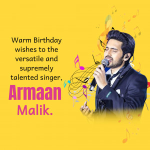 Armaan Malik singing with musical notes and birthday wishes