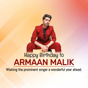 Armaan Malik birthday greeting with a portrait of the singer