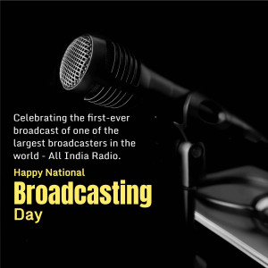 Vintage microphone with text celebrating National Broadcasting Day