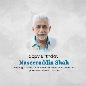 Portrait of Naseeruddin Shah with birthday greetings