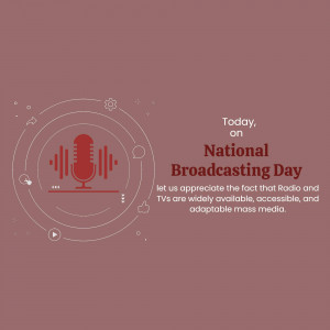 Graphic celebrating National Broadcasting Day with a microphone icon.