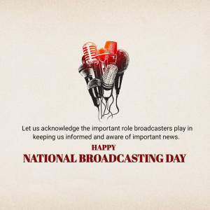 Vintage microphones illustration with text celebrating National Broadcasting Day