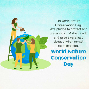 Illustration depicting people caring for the Earth for World Nature Conservation Day.