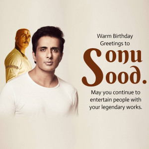 Birthday greeting image featuring Sonu Sood
