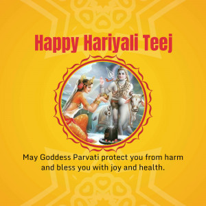 Hariyali Teej festival greeting with Goddess Parvati and Lord Shiva