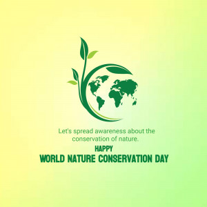 World Nature Conservation Day logo with a green leaf and world map