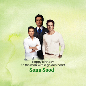 Image of Sonu Sood with two other men, wishing him a happy birthday.