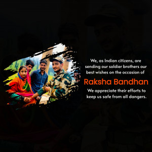 Raksha Bandhan wishes to Indian soldiers with a family portrait.