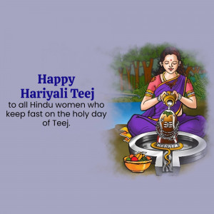Illustration of a woman observing Haritalika Teej fast with Lord Shiva's idol.