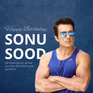 Sonu Sood birthday wish with a portrait of the actor