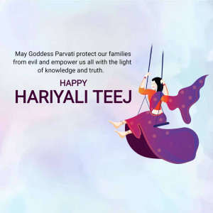 Illustration of a woman on a swing celebrating Hariyali Teej