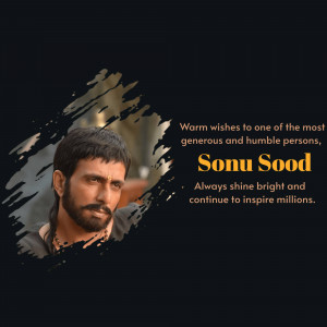 Portrait of Sonu Sood with a motivational quote