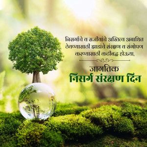 A globe with a tree growing inside, representing World Nature Conservation Day.