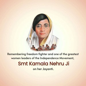 Portrait of Kamala Nehru with a group of people in the background