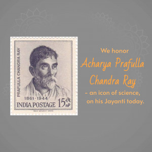 Indian postage stamp featuring Acharya Prafulla Chandra Ray