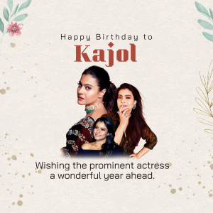 Happy Birthday Kajol Graphic For Telegram