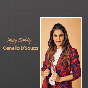 Portrait of Genelia D'Souza with birthday greetings