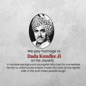 Portrait of Dada Kondke Ji with tribute text