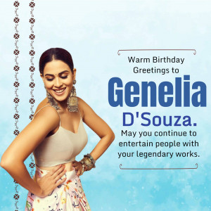 Genelia D'Souza Birthday Wish Creative Design For Instagram