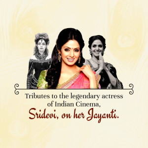 Collage of Sridevi, the legendary Indian actress, on her Jayanti.