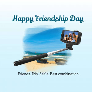 Image depicting a selfie taken on a beach with friends on Friendship Day.