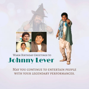 Birthday greeting image for Johnny Lever featuring multiple photos of the comedian.